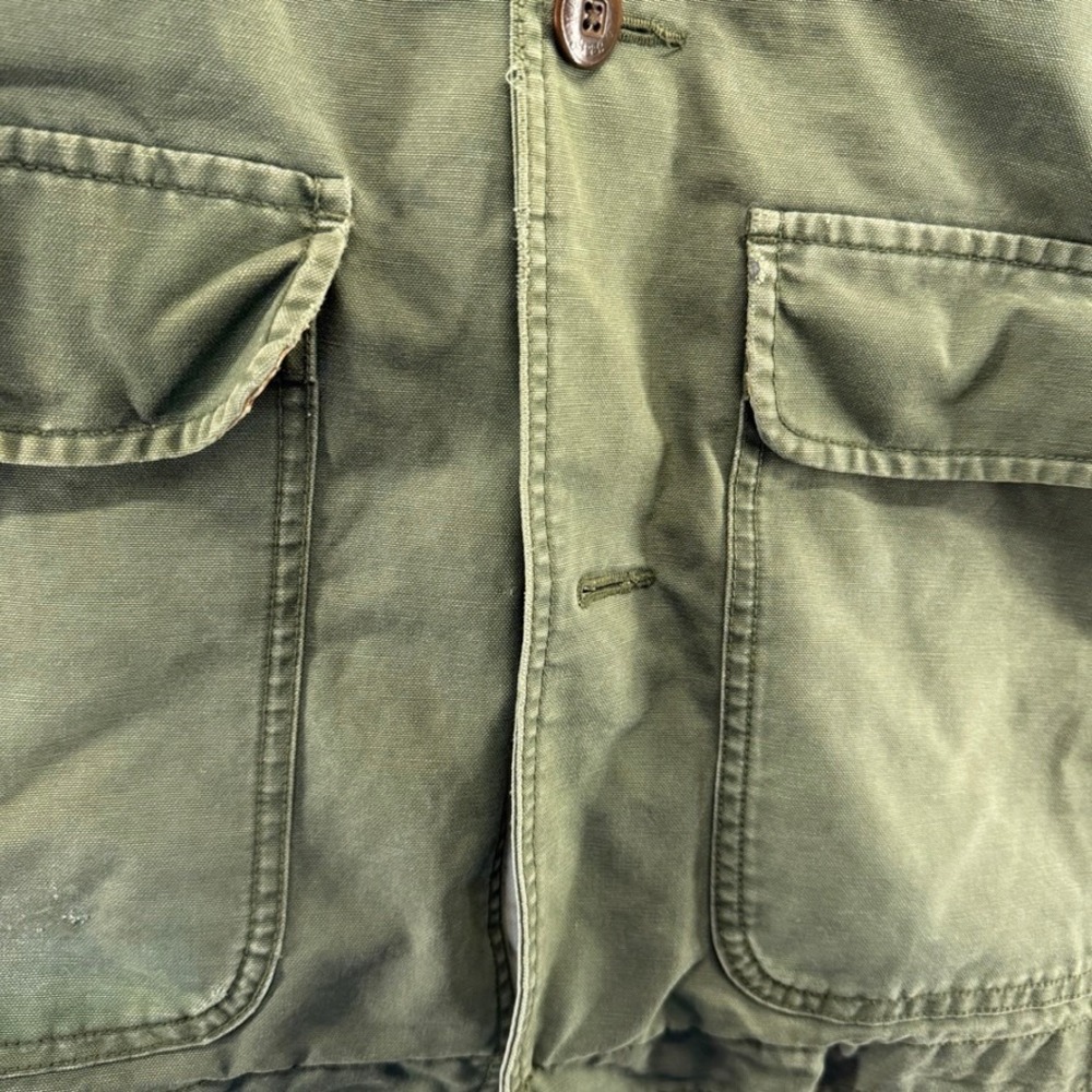 Vintage LL Bean Jacket Men's Medium Green Barn Coat Canvas Lined Distressed y2k - Picture 5 of 14